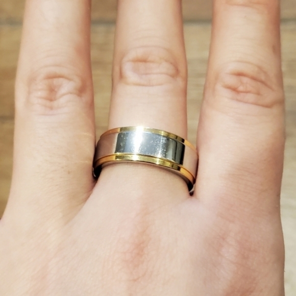 Vintage Stainless Steel Gold & Silver Wedding Band - Picture 2 of 13